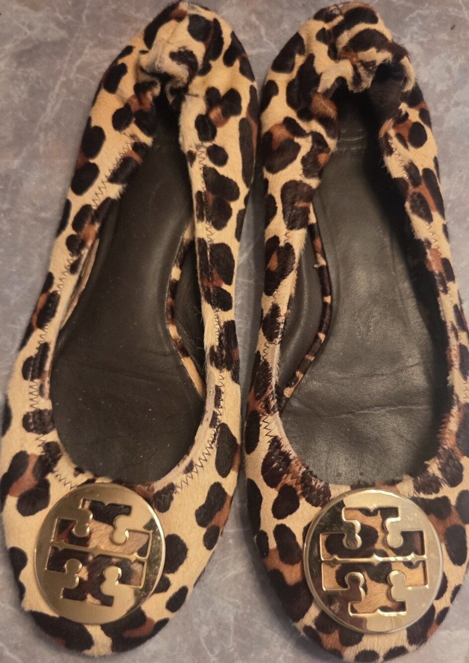 Tory Burch Leopard-Print Ballet Flats with Gold Logo